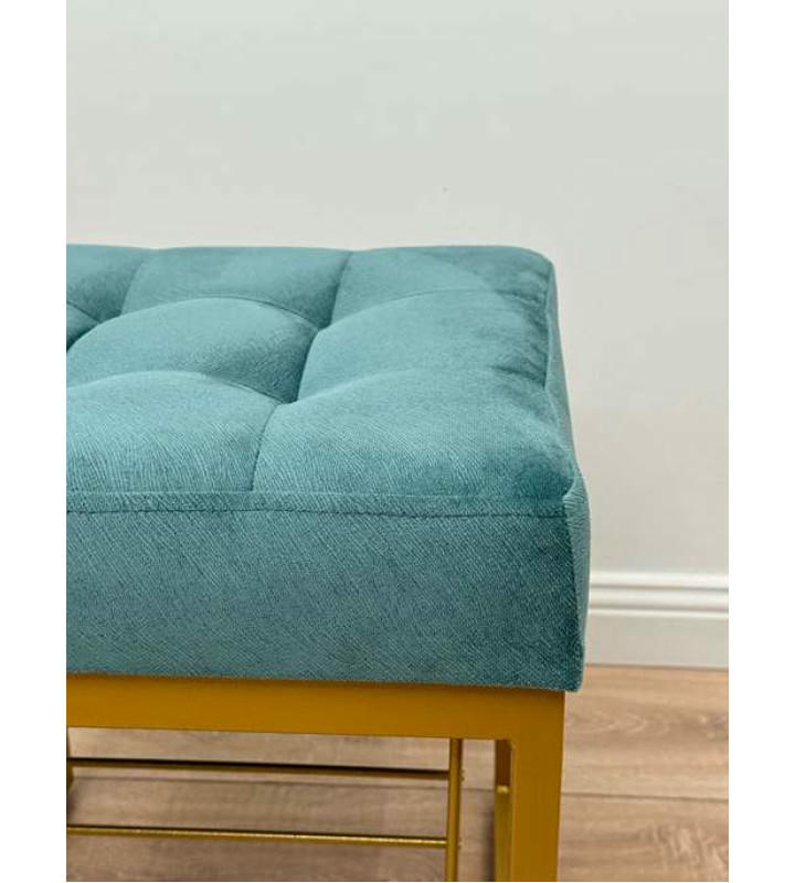 Банкетка Марсей 40-44 с полкой (бирюзовый/золото)