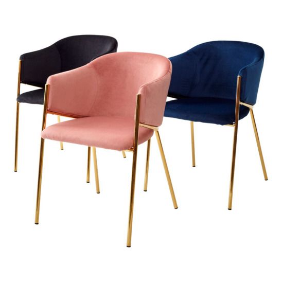 Стул Dill, розовый велюр/ золотой каркас