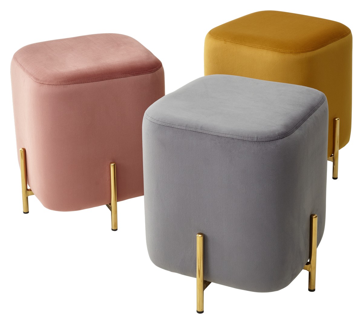 Пуф для гостиной ARES BLUVEL-14 GREY / GOLD