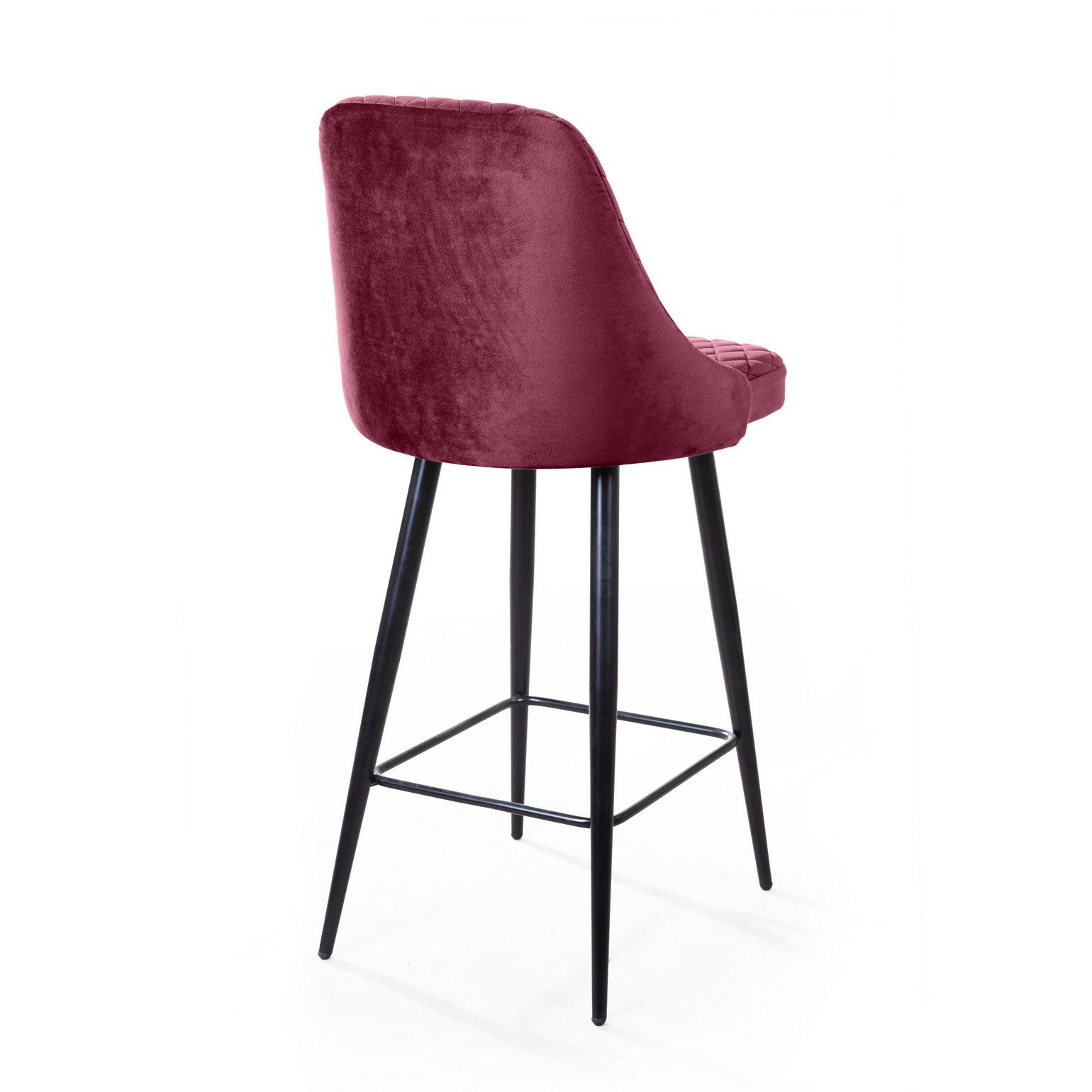 Стул барный William, бархат красный 16/ черный конус