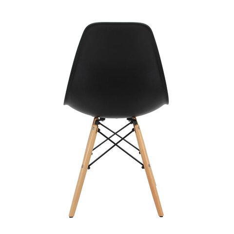 Стулья BRABIX "Eames CF-010", КОМПЛЕКТ 4 шт., пластик черный, опоры дерево/металл, 532631