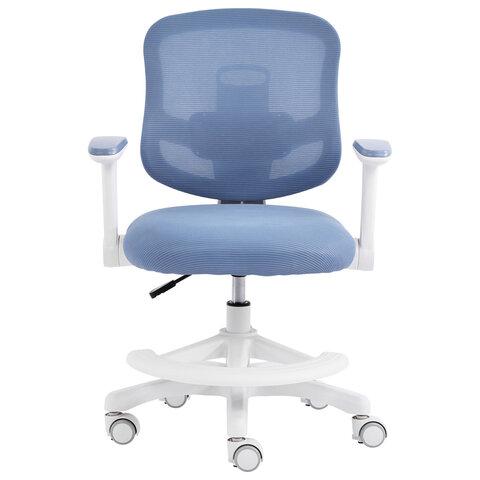 Кресло детское с подставкой для ног BRABIX KIDS "MG-215", сетка/ткань TW, голубое, 533312