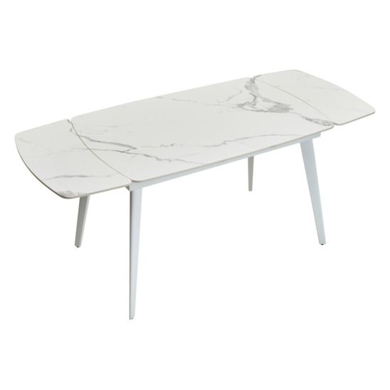 Стол Eliot 120 глянец, STATUARIO WHITE SINTERED STONE / WHITE