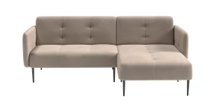 Монако диван-кровать с шезлонгом, с подлокотниками, бархат пепельно-бежевый 25