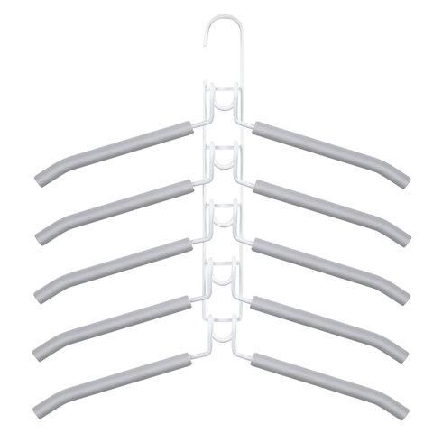 Вешалка-плечики трансформер, 5 плечиков, металл с покрытием, серые, BRABIX, 607475