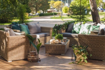 "Капучино Дабл" лаунж-зона из искусственного ротанга, цвет соломенныйцвет соломенный