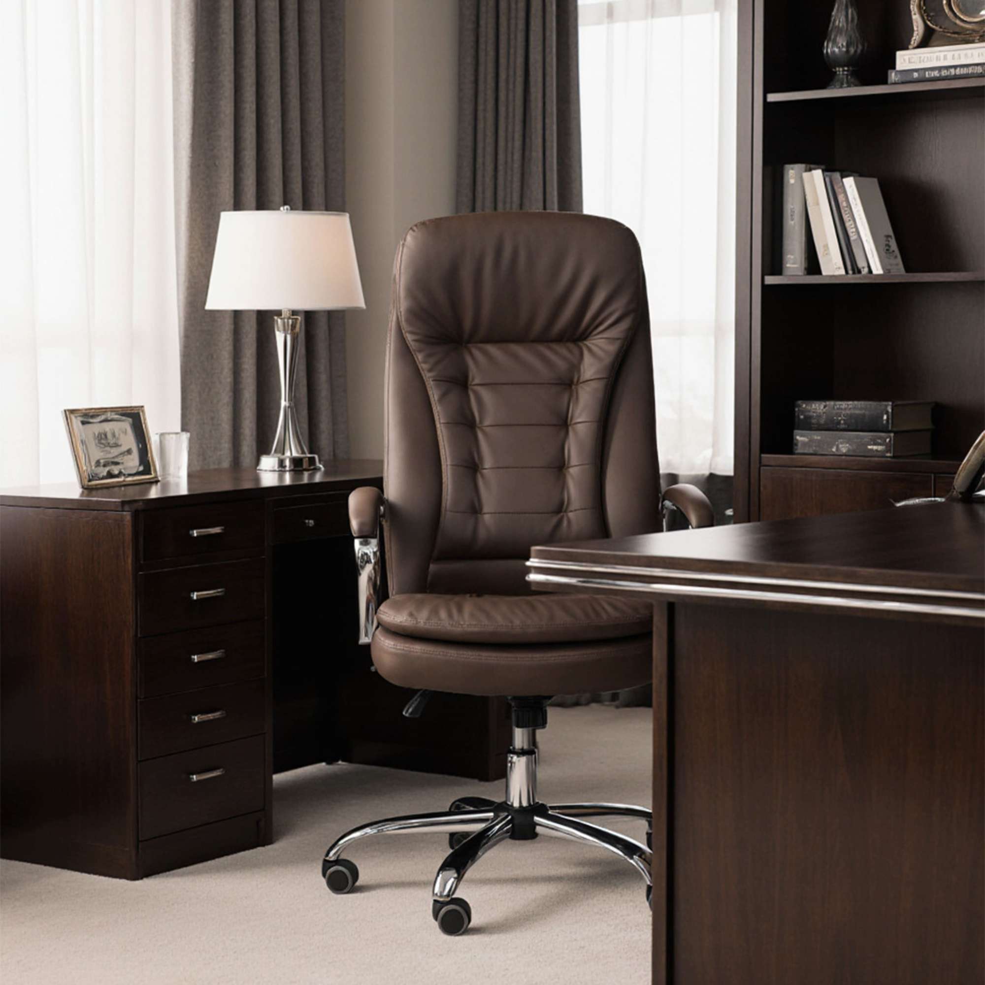 Кресло поворотное Richard New, коричневый, экокожа