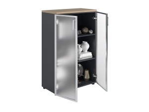 Шкаф NW 1280/2G со стеклом вяз натуральный/антрацит