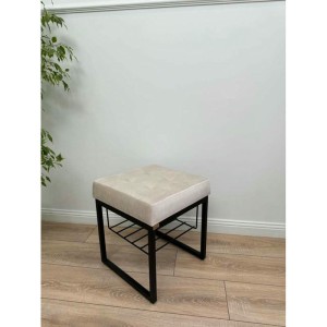 Банкетка Марсей 40-44 с полкой (светло-бежевый/черный)