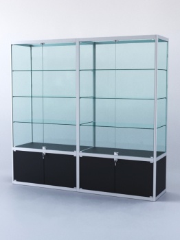 Витрина "ПРЯМОУГОЛЬНАЯ" №2-2м-500-2 (задняя стенка - стекло), Черный