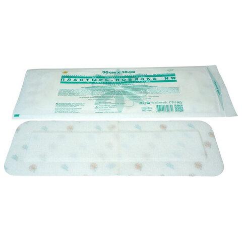 Пластырь-повязка 10х30 см, LEIKO КОМПЛЕКТ 50 шт., нетканая основа c подушечкой, 113869