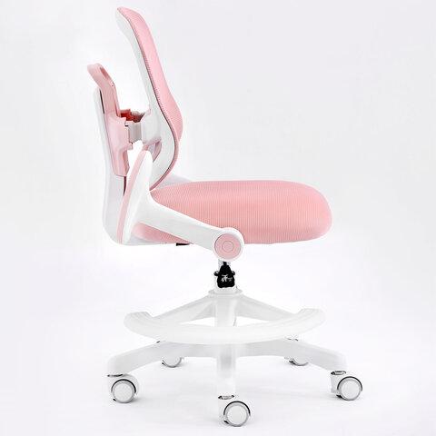 Кресло детское с подставкой для ног BRABIX KIDS "MG-215", сетка/ткань TW, розовое, 533311