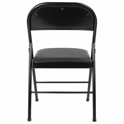 Стул складной BRABIX "Golf Plus CF-003 КОМФОРТ", черный каркас, кожзам черный, В КОРОБЕ, 533026