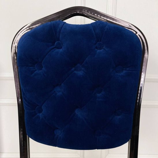 Стул Хит 20мм с каретной стяжкой, золото, кожзам голубой