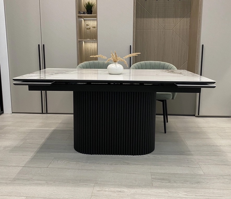 Стол АРИЯ 160 PANDORA LIGHT, керамика / Черный каркас