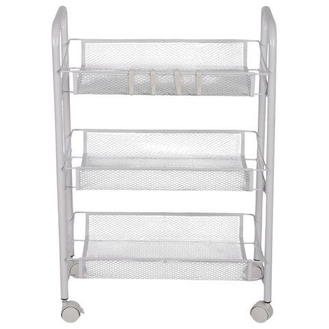 Этажерка (тележка) BOOMHOUSE (БУМХАУС) RC-003 3 яруса, на колесах, В62,5хШ42,5хГ25,5 см, металл, белая, 701456