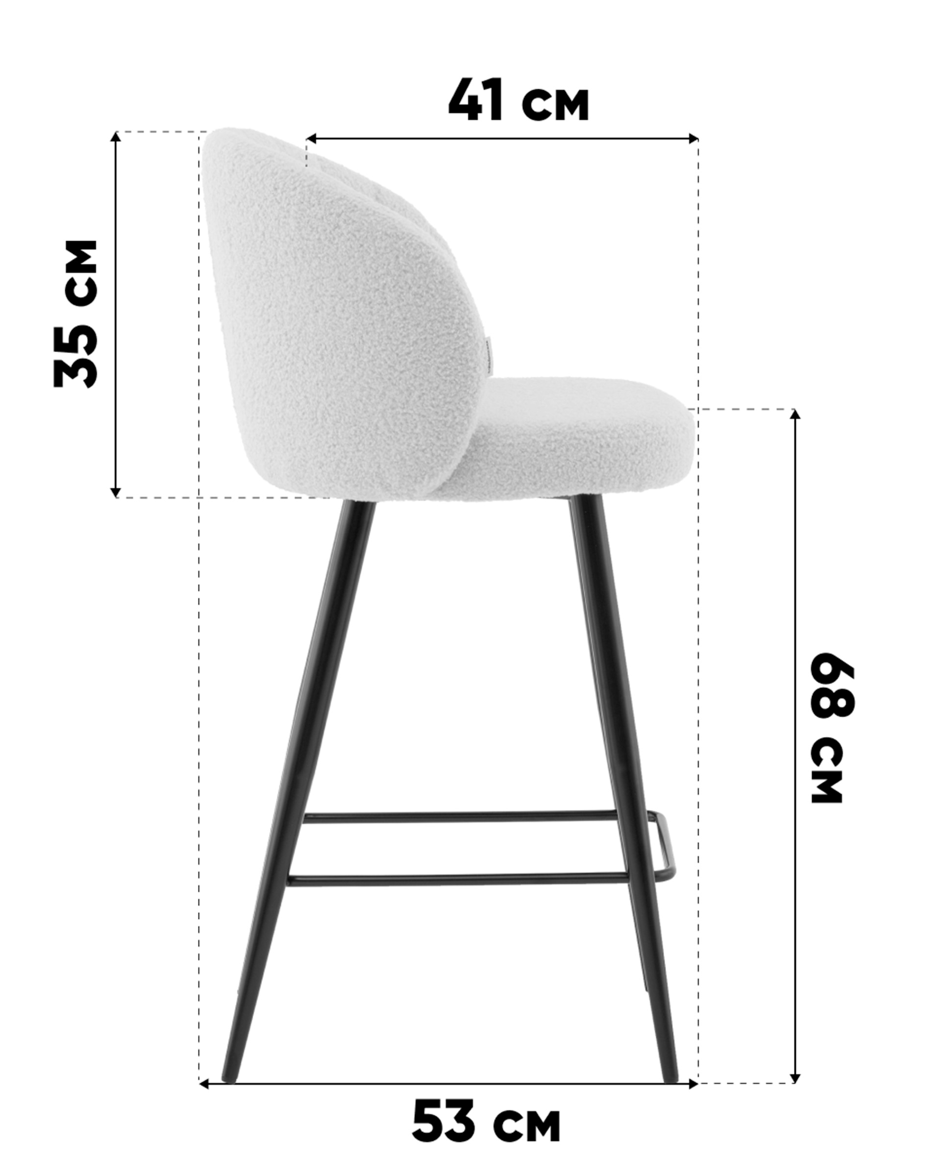 Стул полубарный Ханнингем букле светло-серый