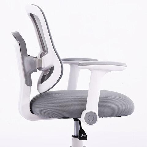 Кресло детское с подставкой для ног BRABIX KIDS "MG-220", сетка/ткань TW, серое, 533315