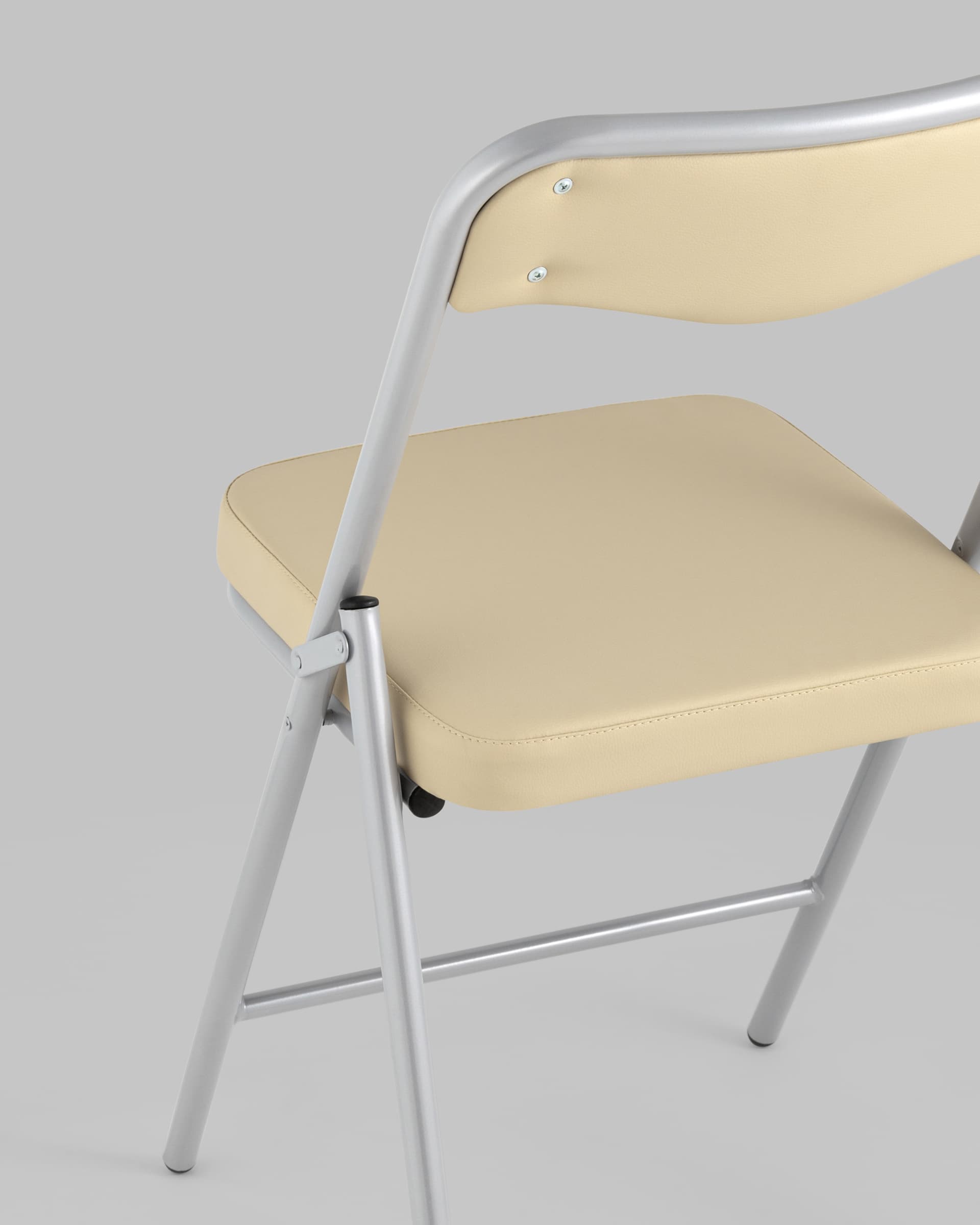 Складной стул Джонни экокожа кремовый каркас металлик