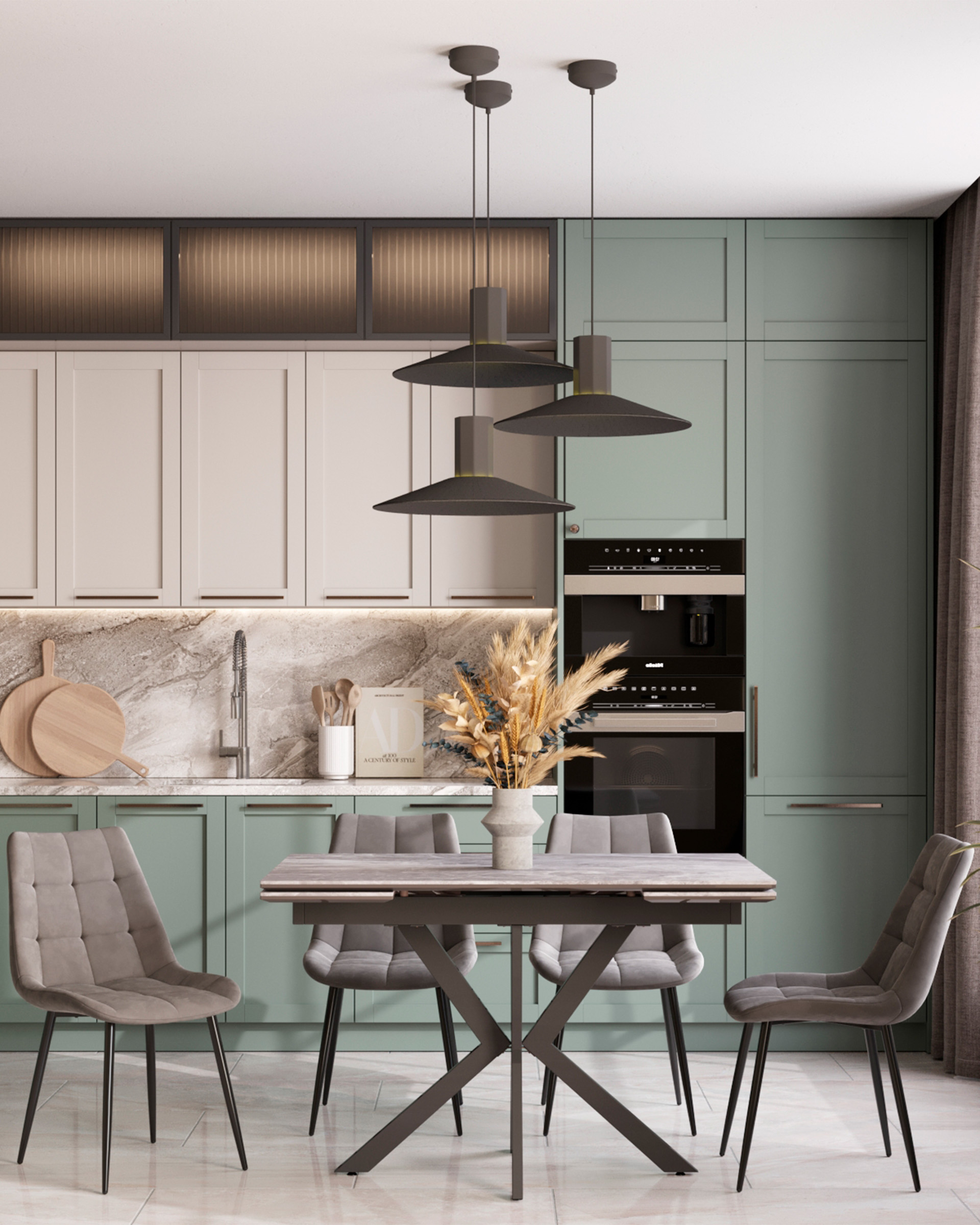 Стол раскладной Marmer 120-180*80*76 керамика антрацит