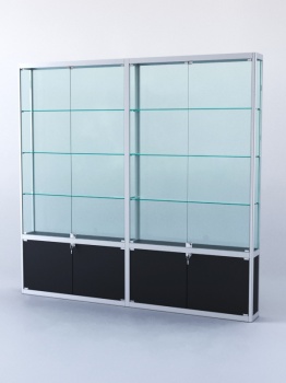 Витрина "ПРЯМОУГОЛЬНАЯ" №2-2м-200-2 (задняя стенка - стекло), Черный