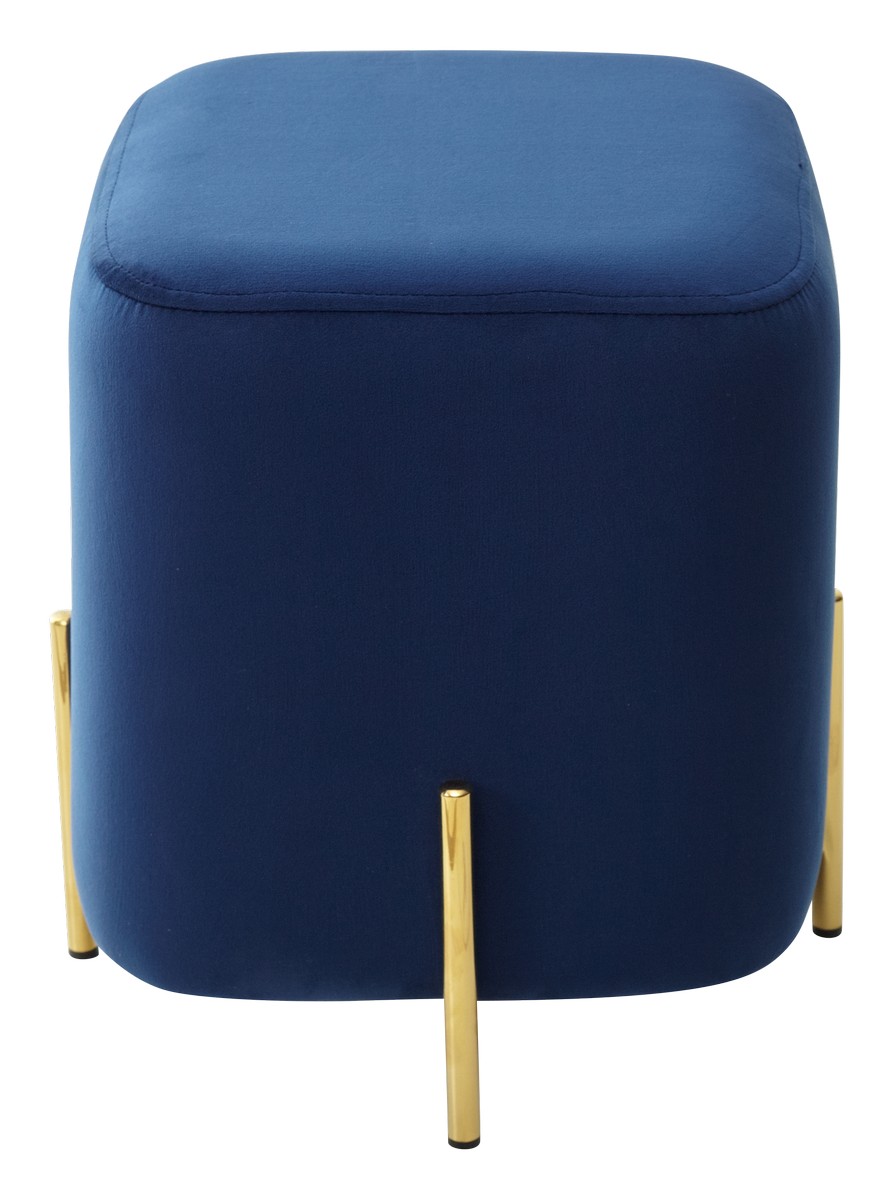 Пуф для гостиной АРЕС (ARES) цвет BLUVEL-86 синий / золотой