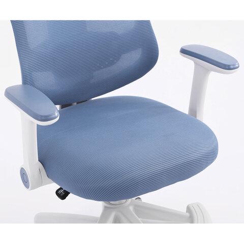 Кресло детское с подставкой для ног BRABIX KIDS "MG-215", сетка/ткань TW, голубое, 533312