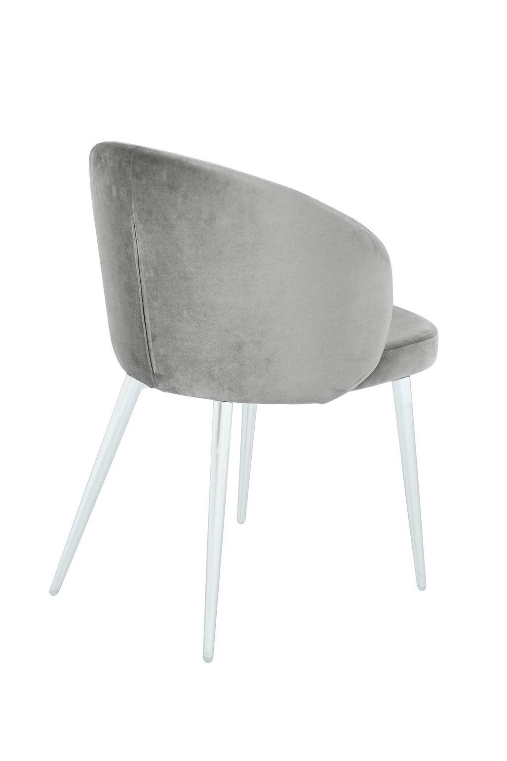 Стул Монблан, бархат серый 02 / белый конус