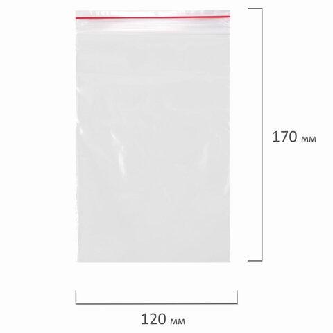 Пакеты с замком ZIP LOCK "зиплок", комплект 100 шт., 120х170 мм, ПВД, толщина 35 микрон, BRAUBERG, 606212