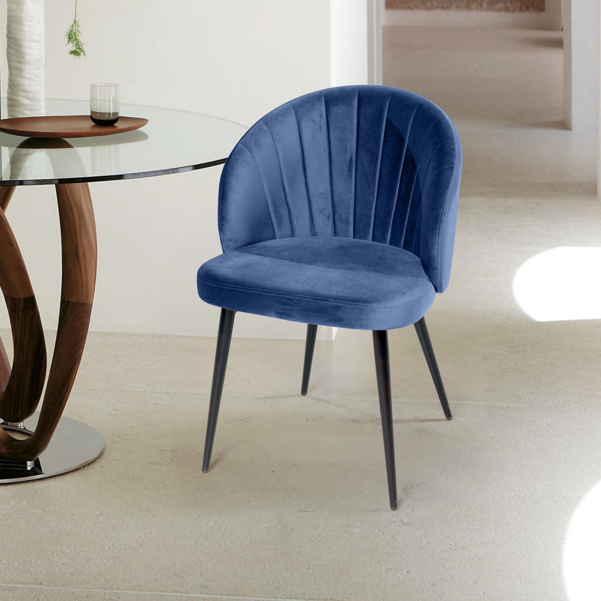 Стул Монблан, бархат синий 29 / черный конус