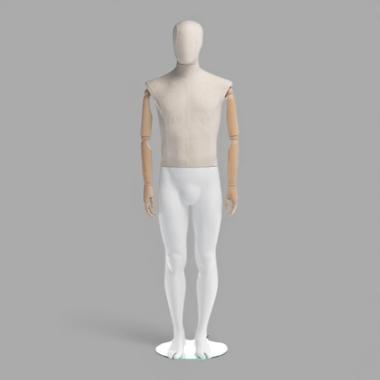 MA-30 Манекен мужской матовый с тканевым торсом и деревянными руками