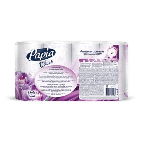 Бумага туалетная быт., спайка 8 шт., 4-слойная (8х16,5м), PAPIA DELUXE, аромат Dolce Vita, 5080749
