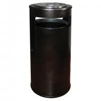 Урна уличная с пепельницей, кольцом для мешка, створка с замком, 955х455х455 мм, 70 литров, черная, "Метрополь-2"