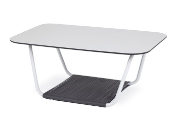 "Глория" журнальный стол 90х50см из HPL, цвет молочныйцвет Темно-серый