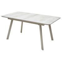 Стильный обеденный раскладной стол МДФ крашеный + 5мм 3D стекло на столешнице. Серый