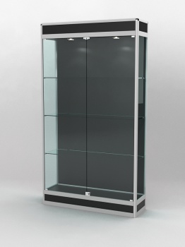 Витрина "ПРОФИЛЬ ПОДИУМ" №1-300-1 (задняя стенка - ДВП), Черный