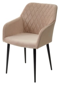Стул БРЕНДИ-Х (BRANDY-X) БЕЖЕВЫЙ #5, велюр / черный каркас