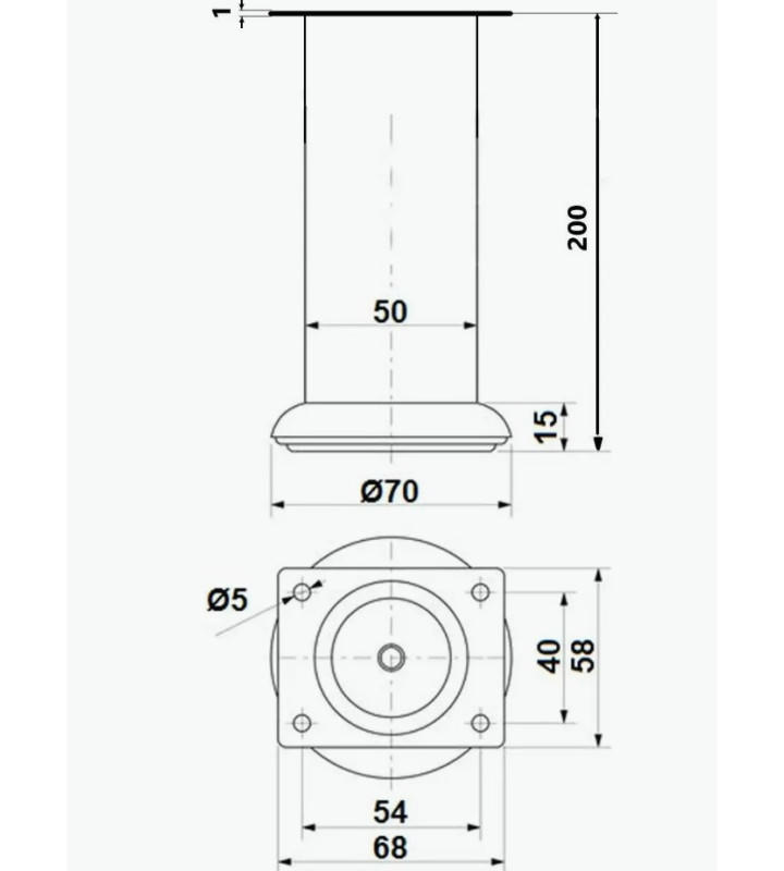 Ножки для мебели 200х50 мм (4 шт) золото