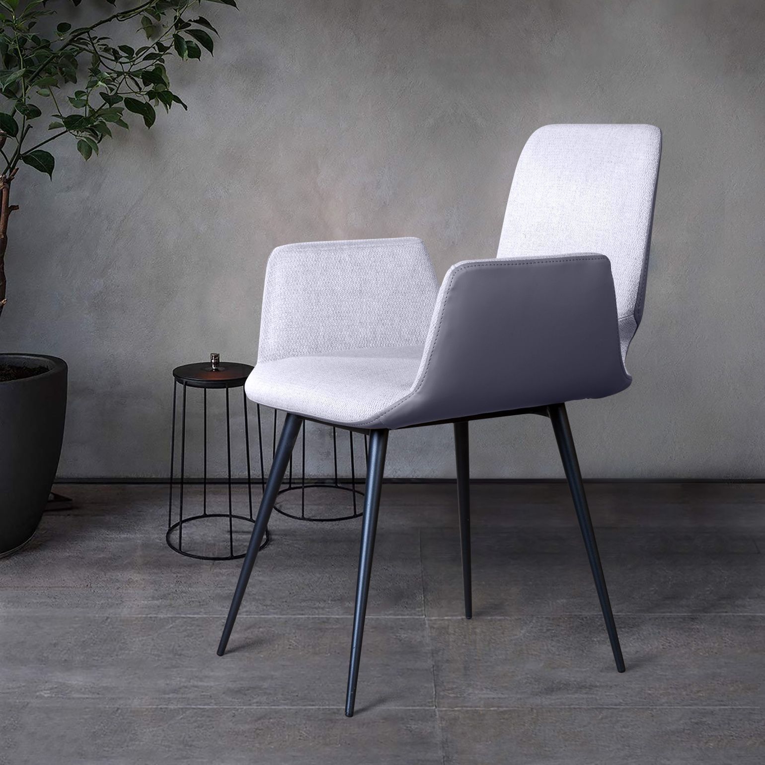 Стул с подлокотниками Адам, рогожка комби серый