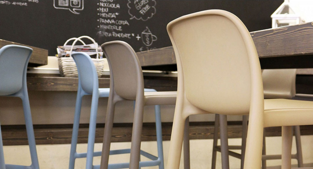 Стул пластиковый полубарный Faro Mini голубой