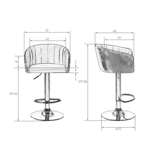 Барный стул САРАГОСА, велюр черный