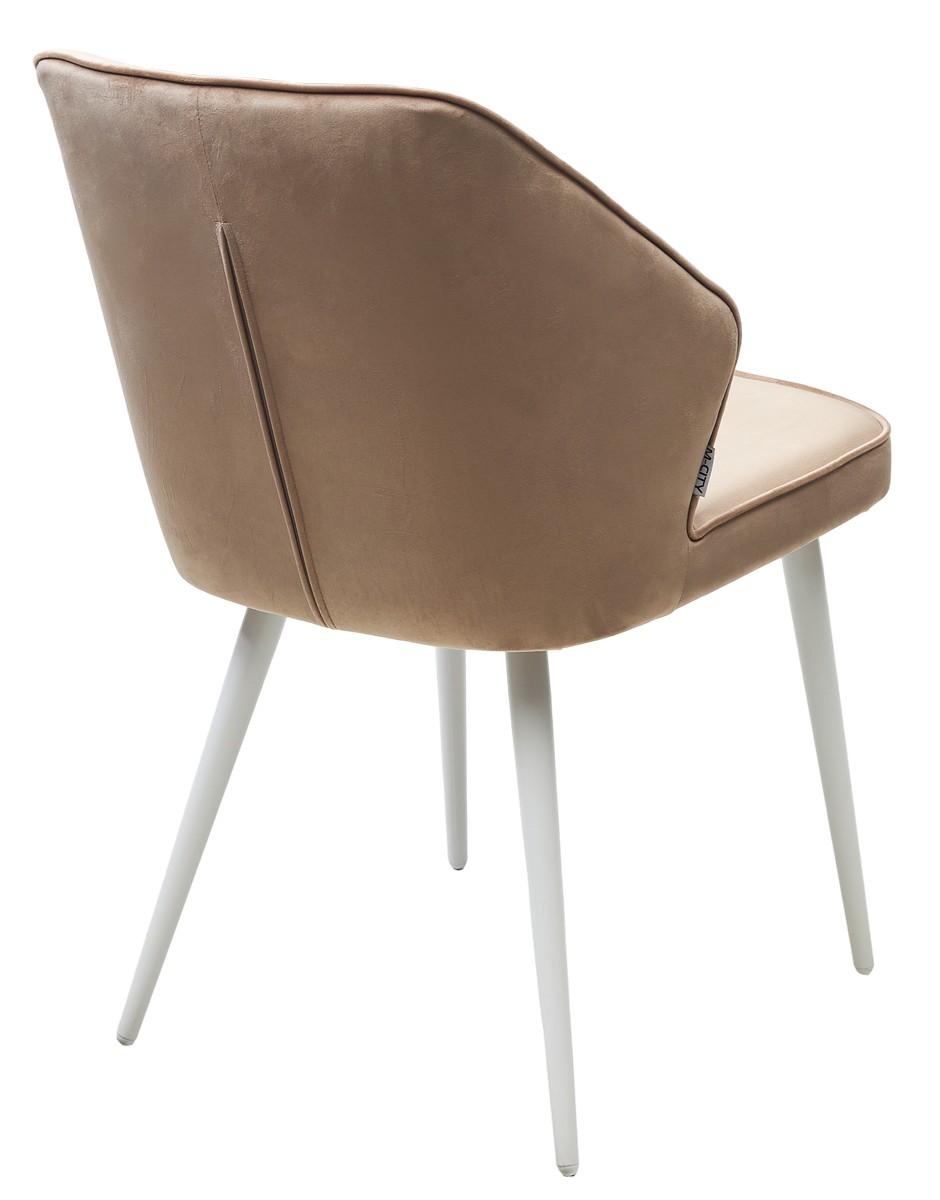 Стул СИЭТЛ -В (SEATTLE-V) БЕЖЕВЫЙ #5, велюр / белый каркас