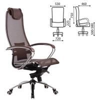 Кресло офисное МЕТТА "SAMURAI" S-1, сверхпрочная ткань-сетка, темно-коричневое