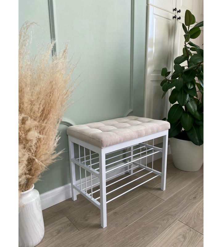 Банкетка Сканди-60-2-х полочная (бежевый/белый)