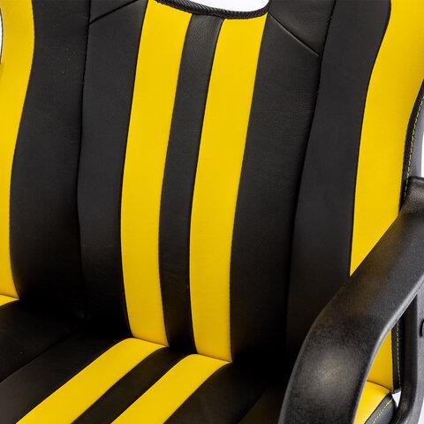 Кресло компьютерное BRABIX "Stripe GM-202", экокожа, черное/желтое, 532510