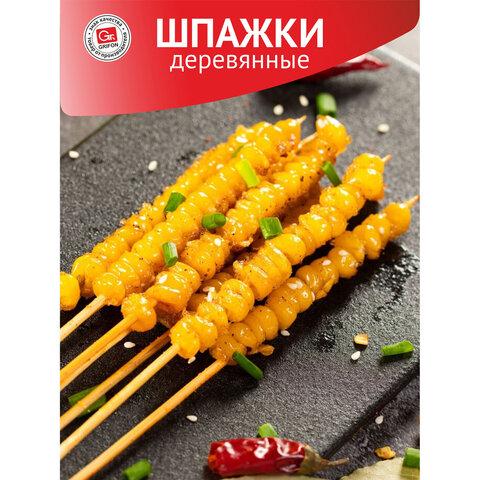 Шампуры деревянные 200 мм, КОМПЛЕКТ 100 шт., береза, GRIFON, 400-101