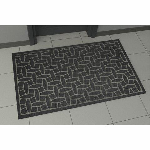 Коврик придверный 60х90 см, ЧЕРНЫЙ, грязезащитный, 430 г/м2, фактурный рисунок АЛМАЗ, ЛЮБАША, 701054