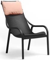 Лаунж-кресло пластиковое с подушкой Net Lounge антрацит, розовый