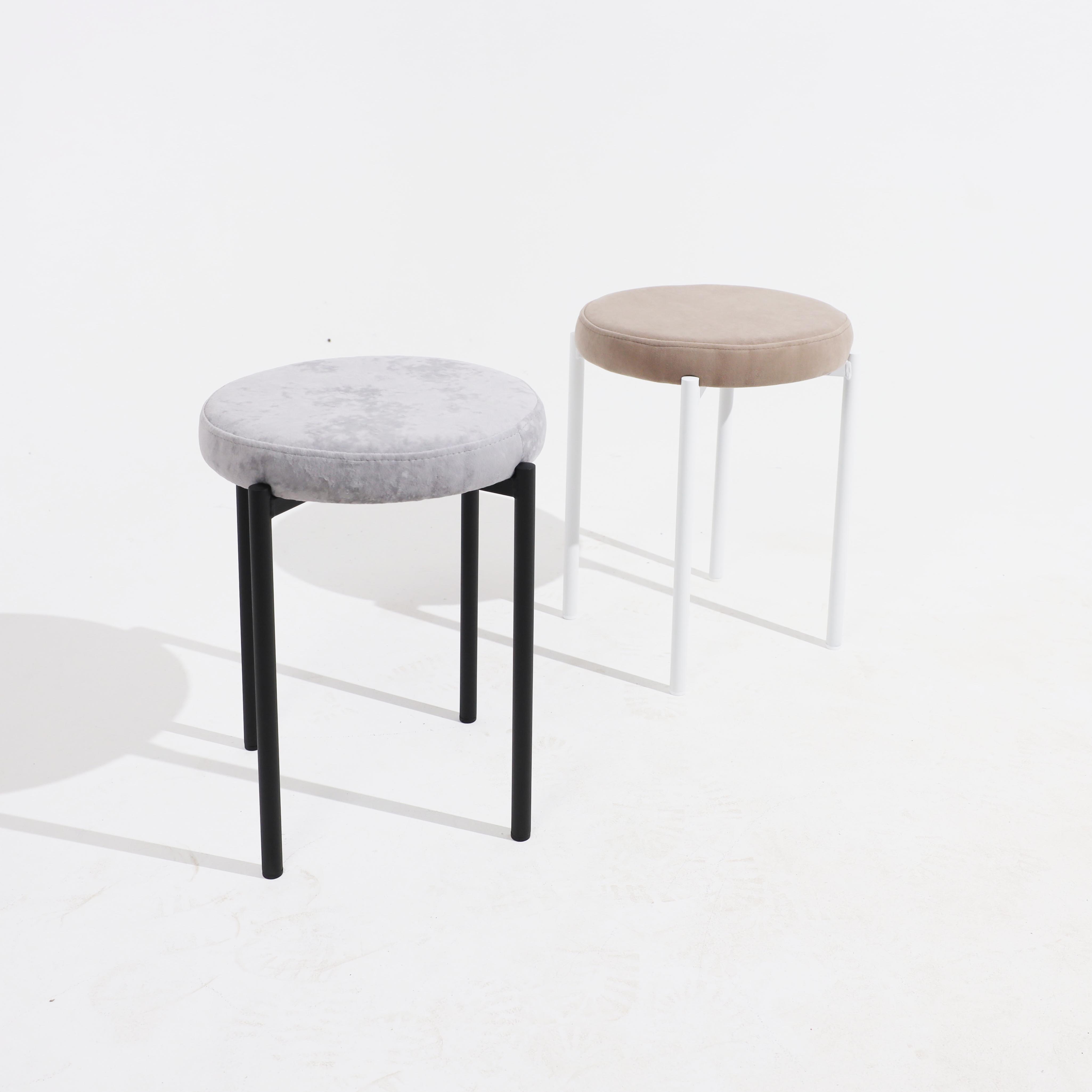 Табурет Grand, серый, велюр