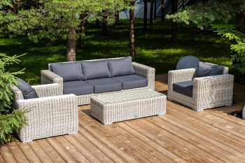 "Боно" лаунж-зона из искусственного ротанга, цвет бежевыйцвет Бежевый